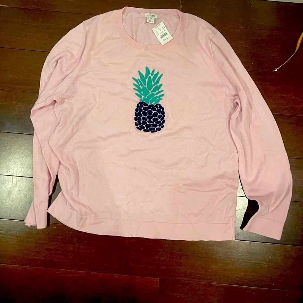 nwt j crew factory purple Pineapple sweater xxl